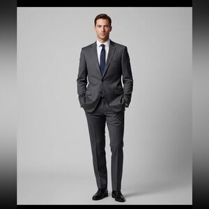 Hugo Boss Mens Pasolini Movie Virgin Wool 2‎ pc Suit Gray Blazer 44L Pants 38x33